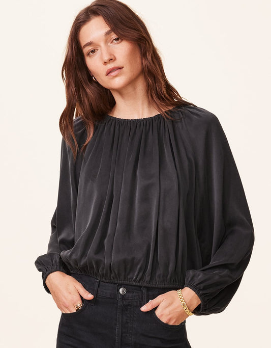 silk charmeuse balloon blouse