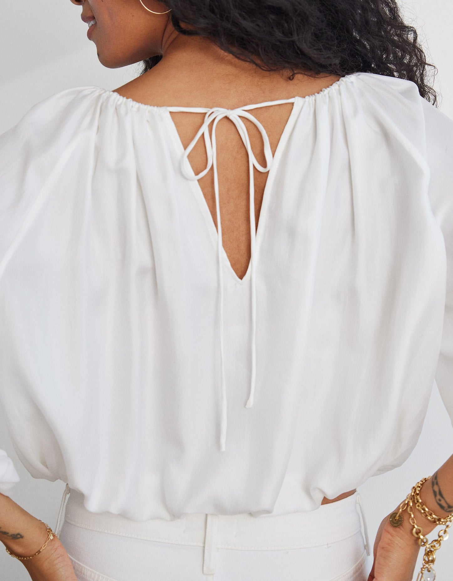 silk balloon blouse