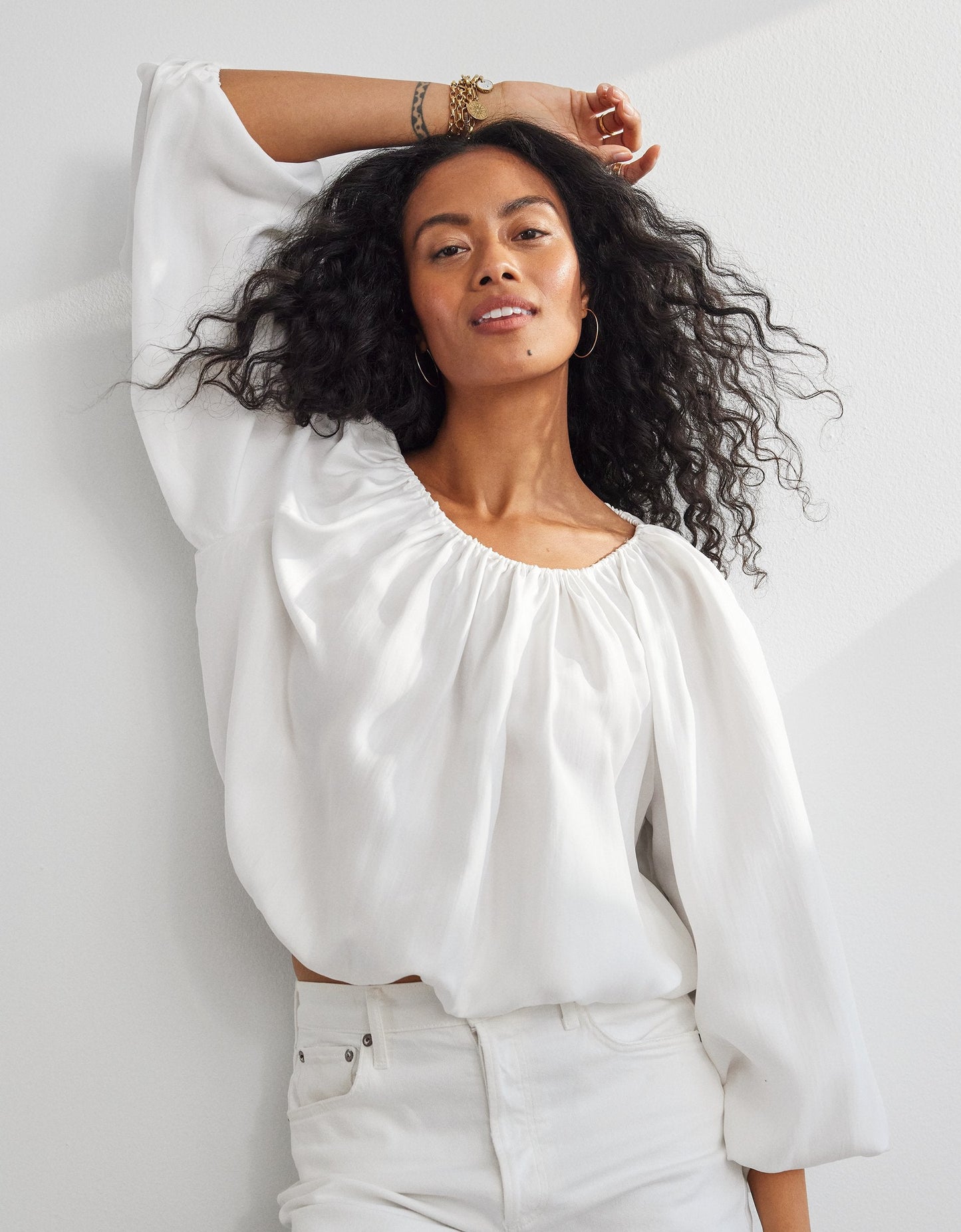 silk balloon blouse