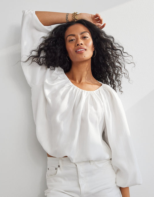 silk balloon blouse