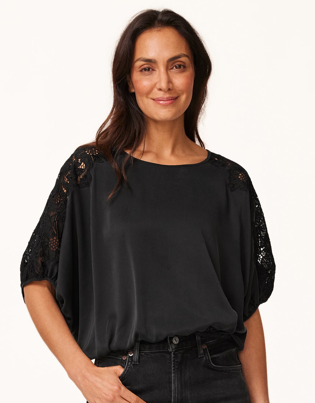 silk lace bubble top