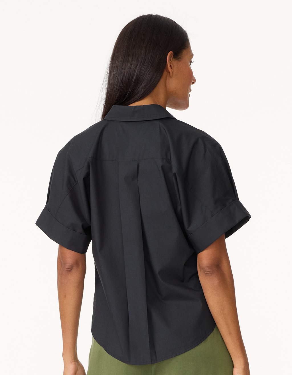 poplin short sleeve button down shirt