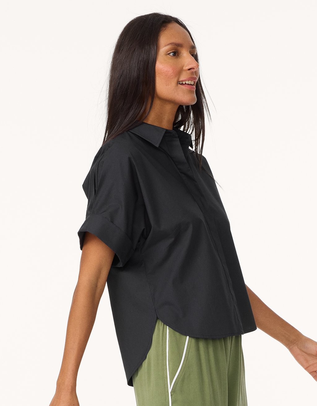 poplin short sleeve button down shirt