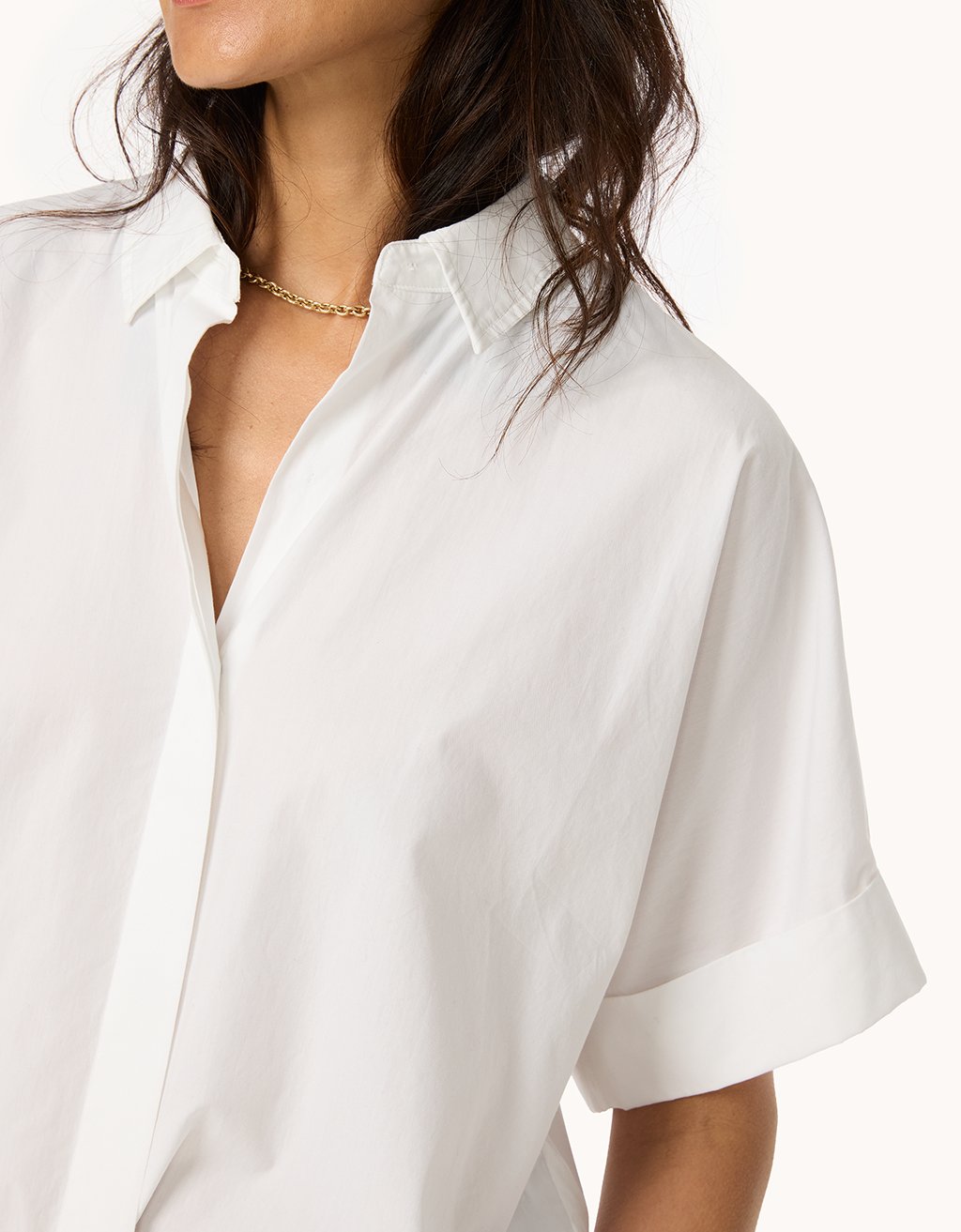 poplin short sleeve button down shirt