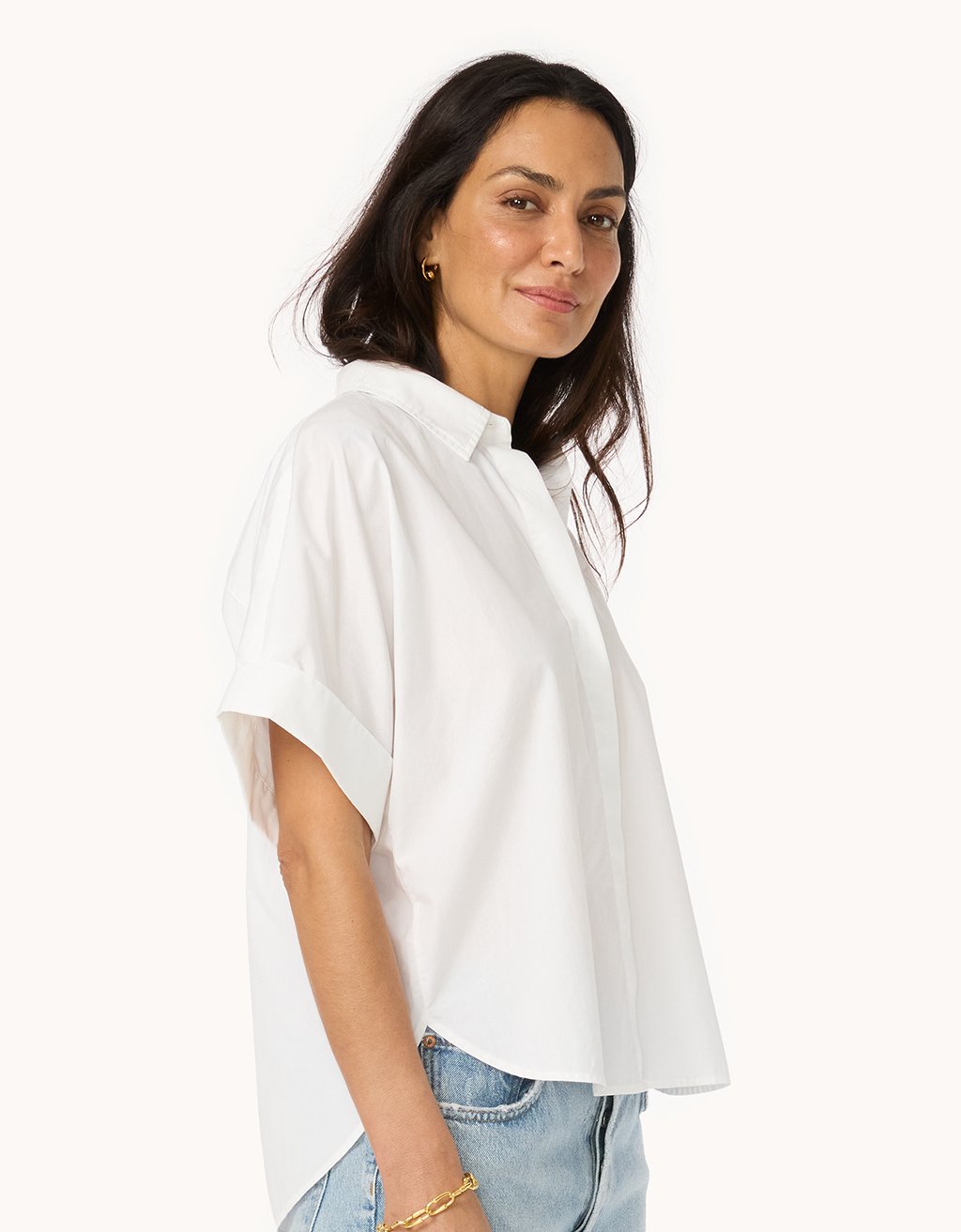 poplin short sleeve button down shirt
