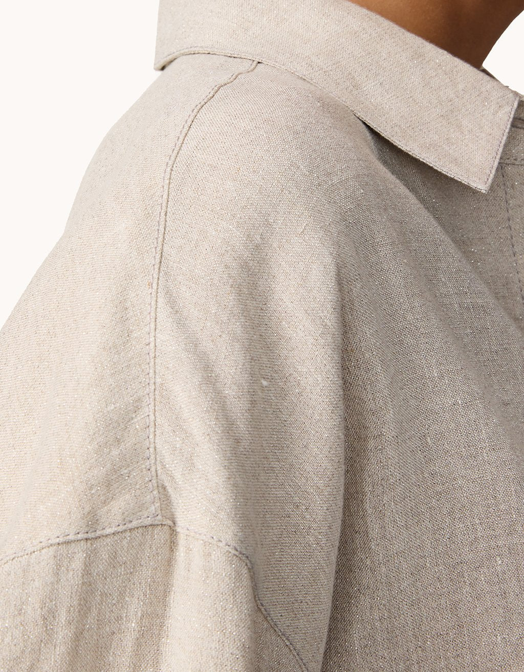 shimmer linen button down
