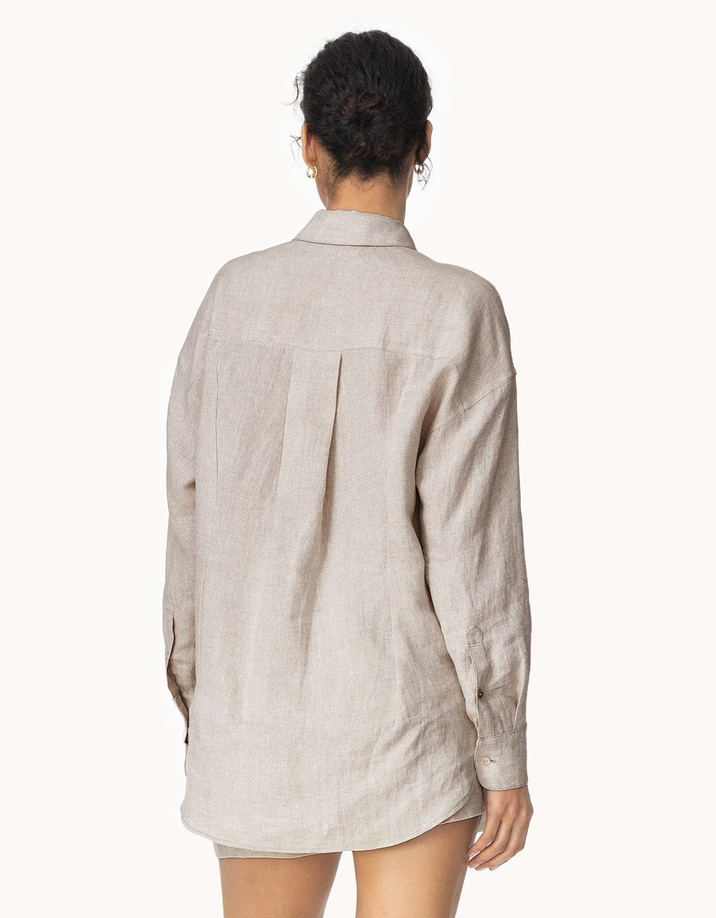 shimmer linen button down