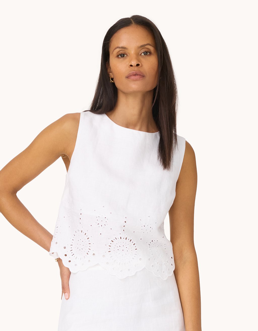 embroidered linen tank