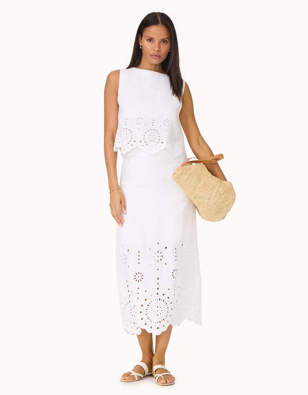 embroidered linen tank