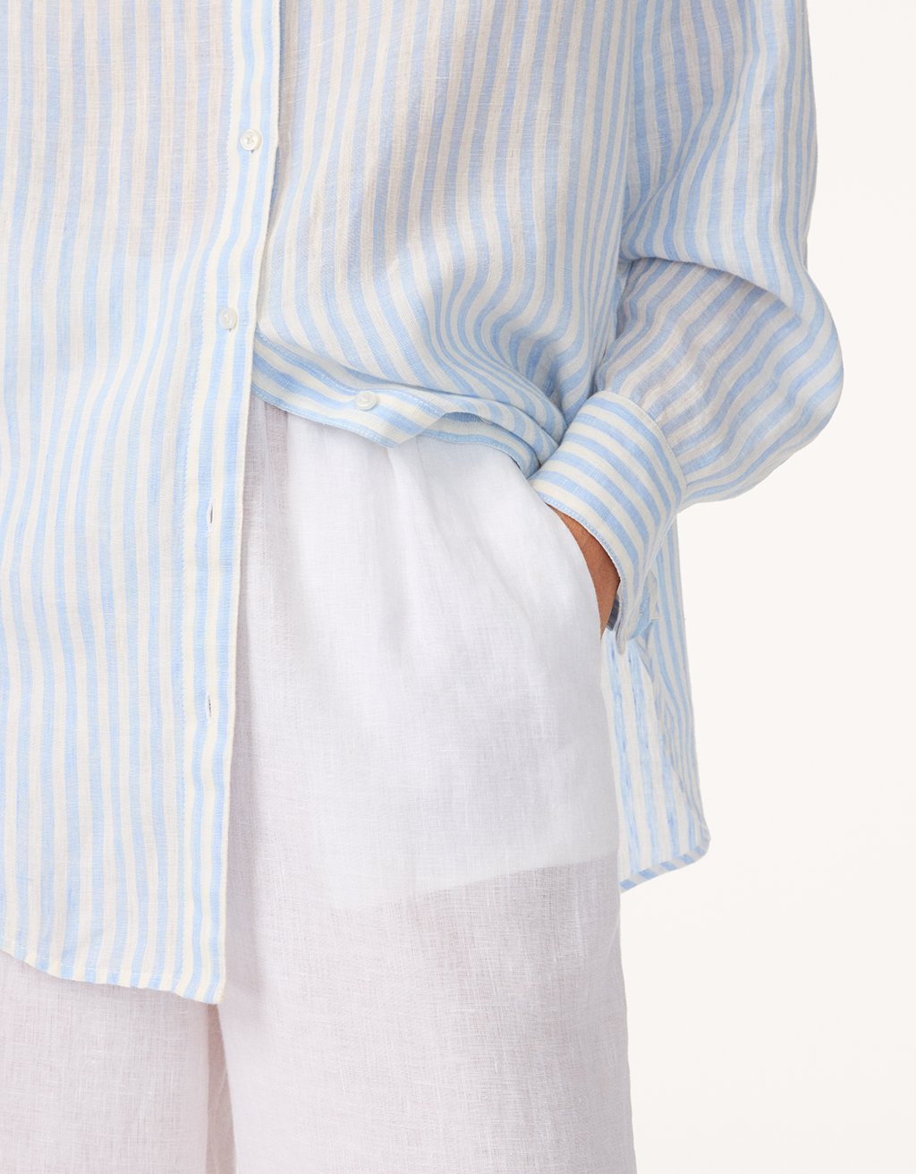 striped linen button down