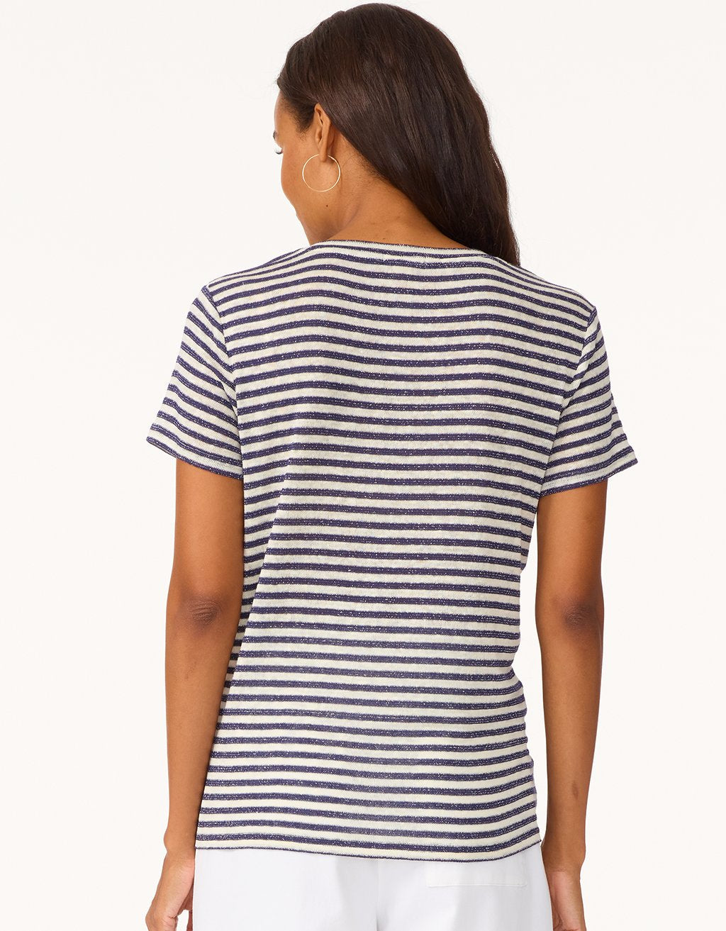 shimmer stripe linen blend tee