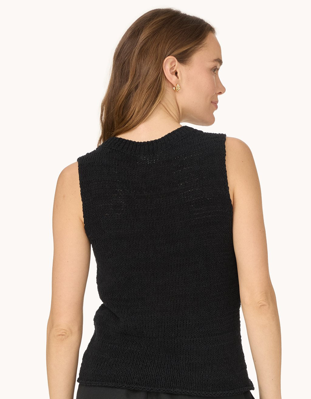 sleeveless cotton v neck sweater