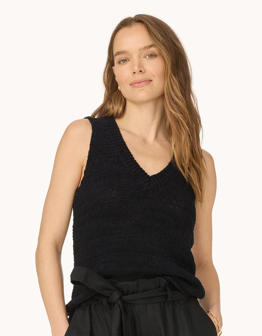 sleeveless cotton v neck sweater