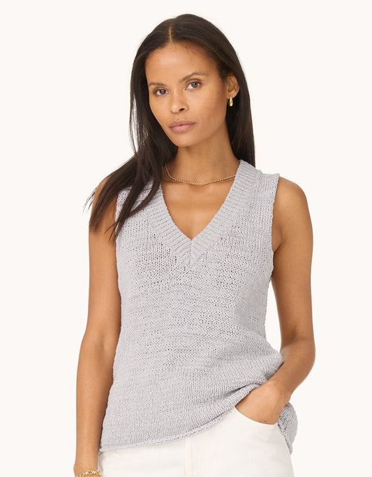 sleeveless cotton v neck sweater