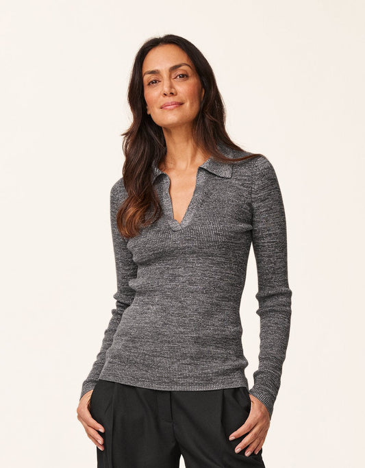 shimmer polo sweater