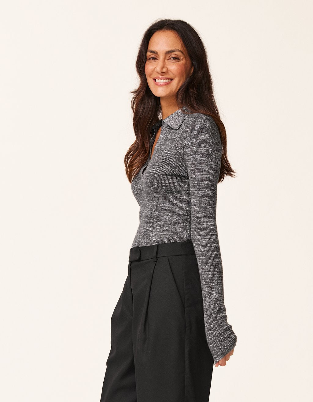 shimmer polo sweater