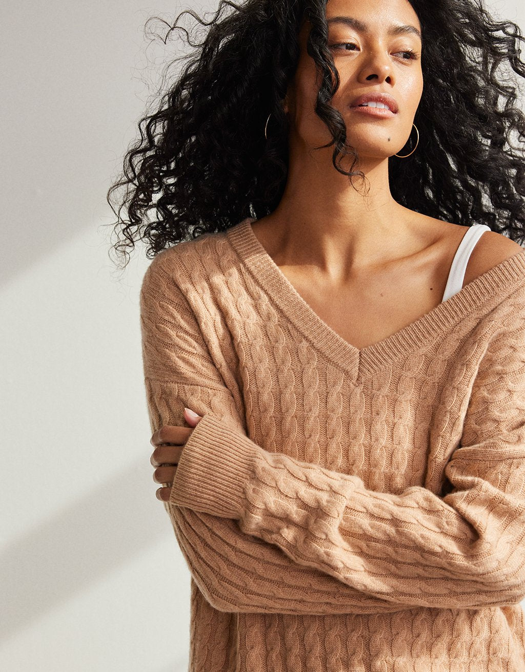 cashmere cable v neck pullover sweater