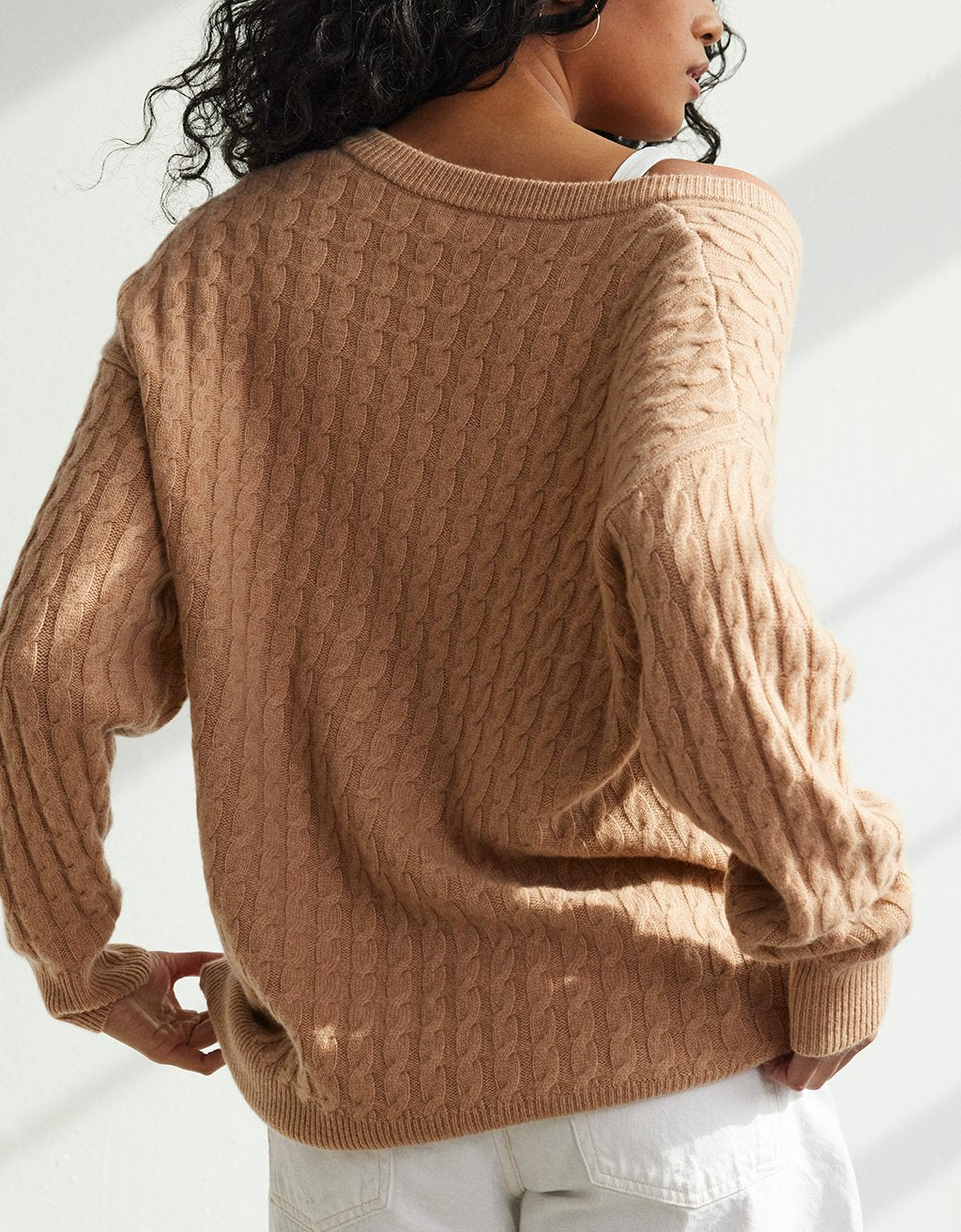 cashmere cable v neck pullover sweater