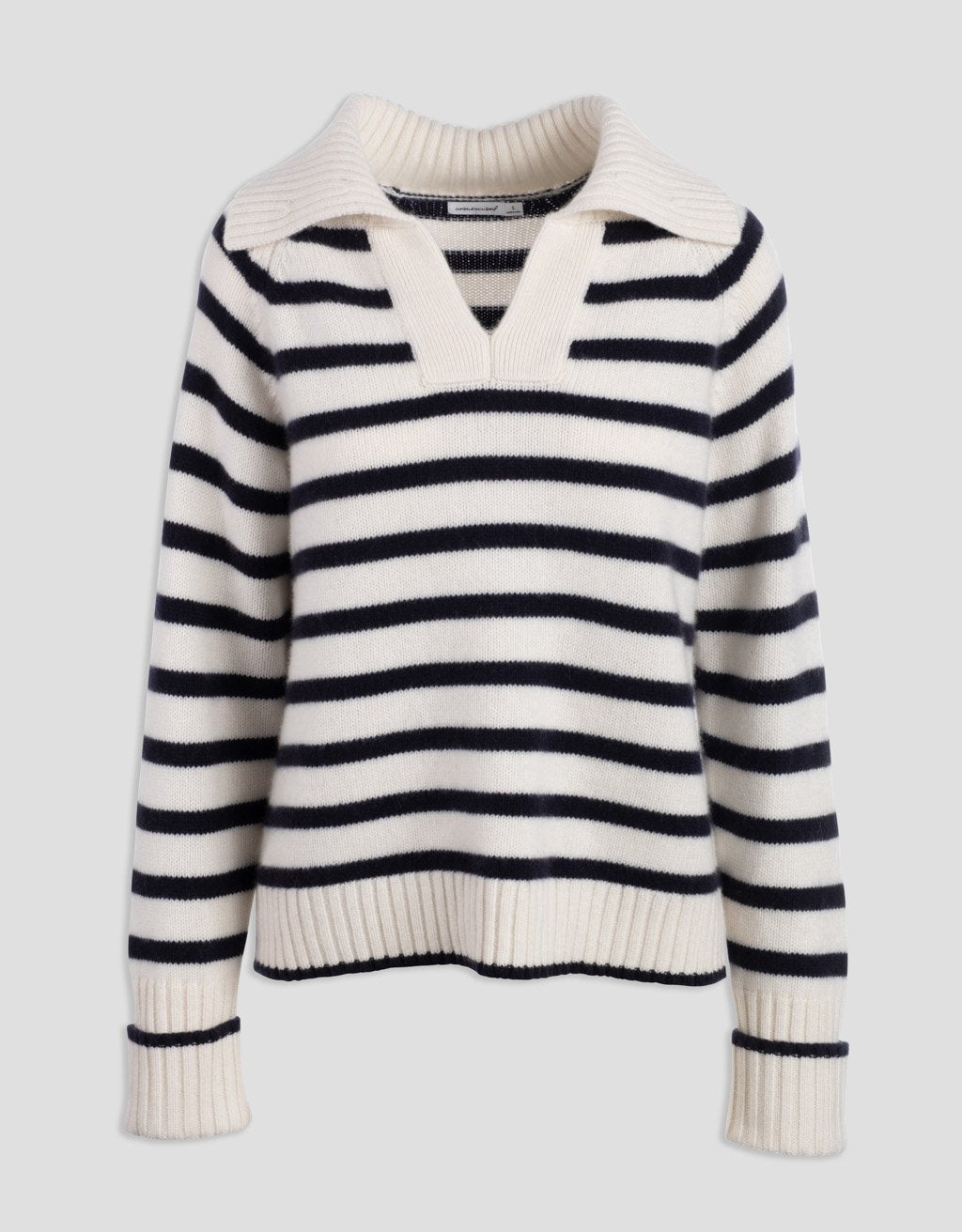 striped cashmere polo sweater