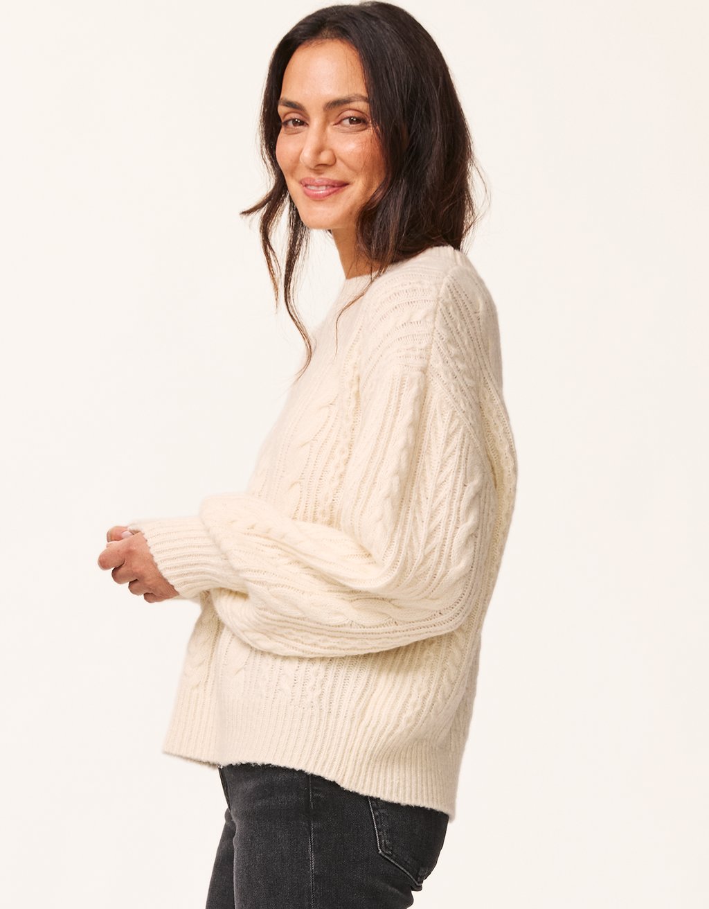 wool cotton cable sweater