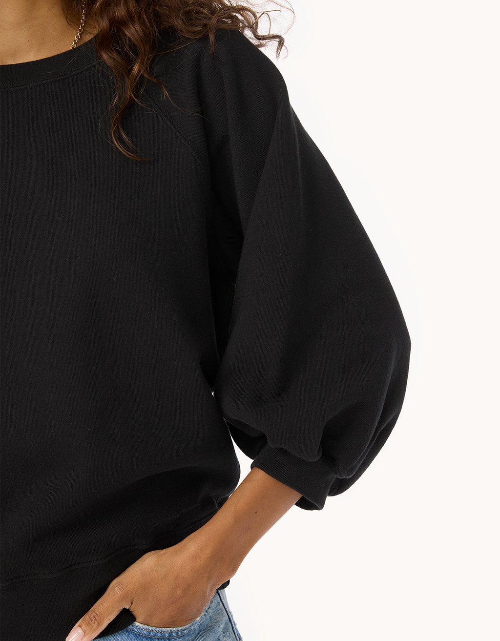 French Terry Puff Sleeve Sweatshirt