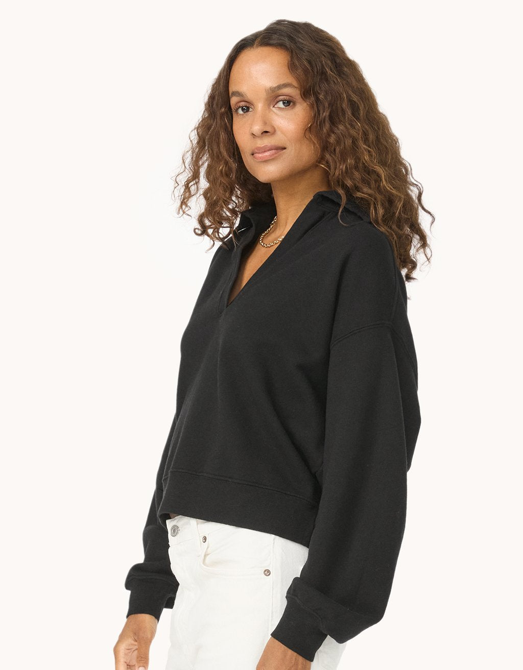 french terry polo sweatshirt
