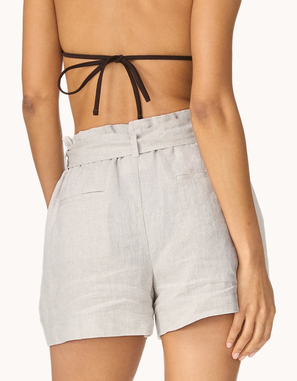 shimmer linen paperbag short
