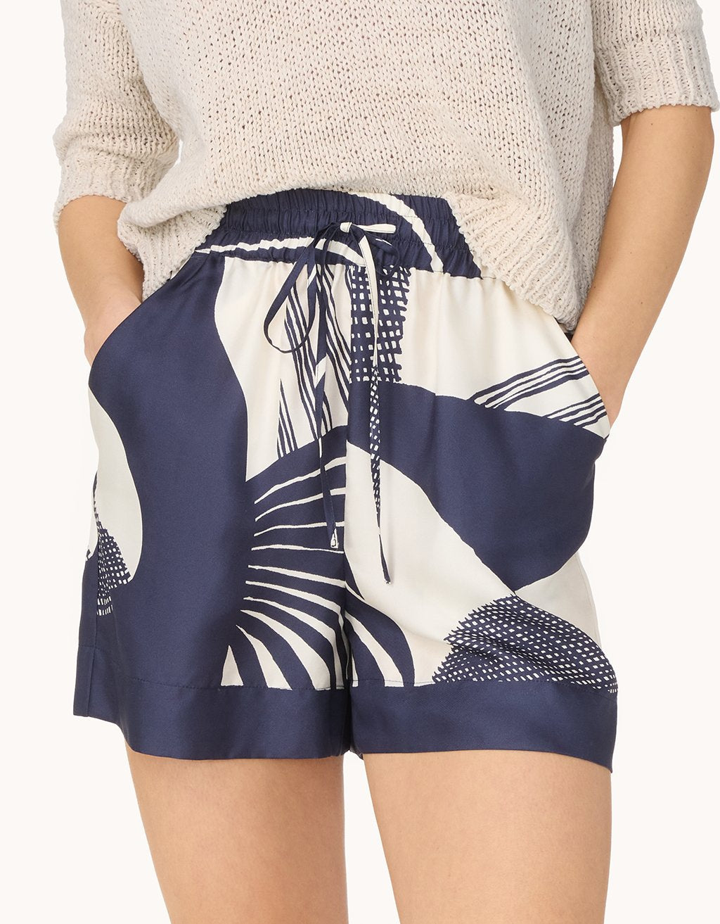 washable silk wide leg short
