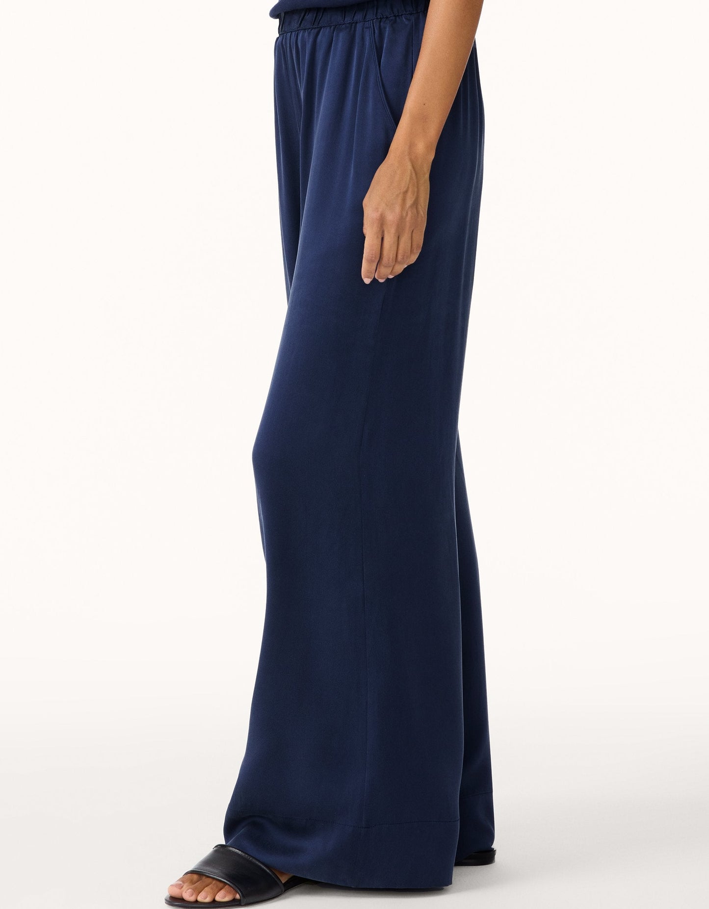 silk charmeuse wide leg pant