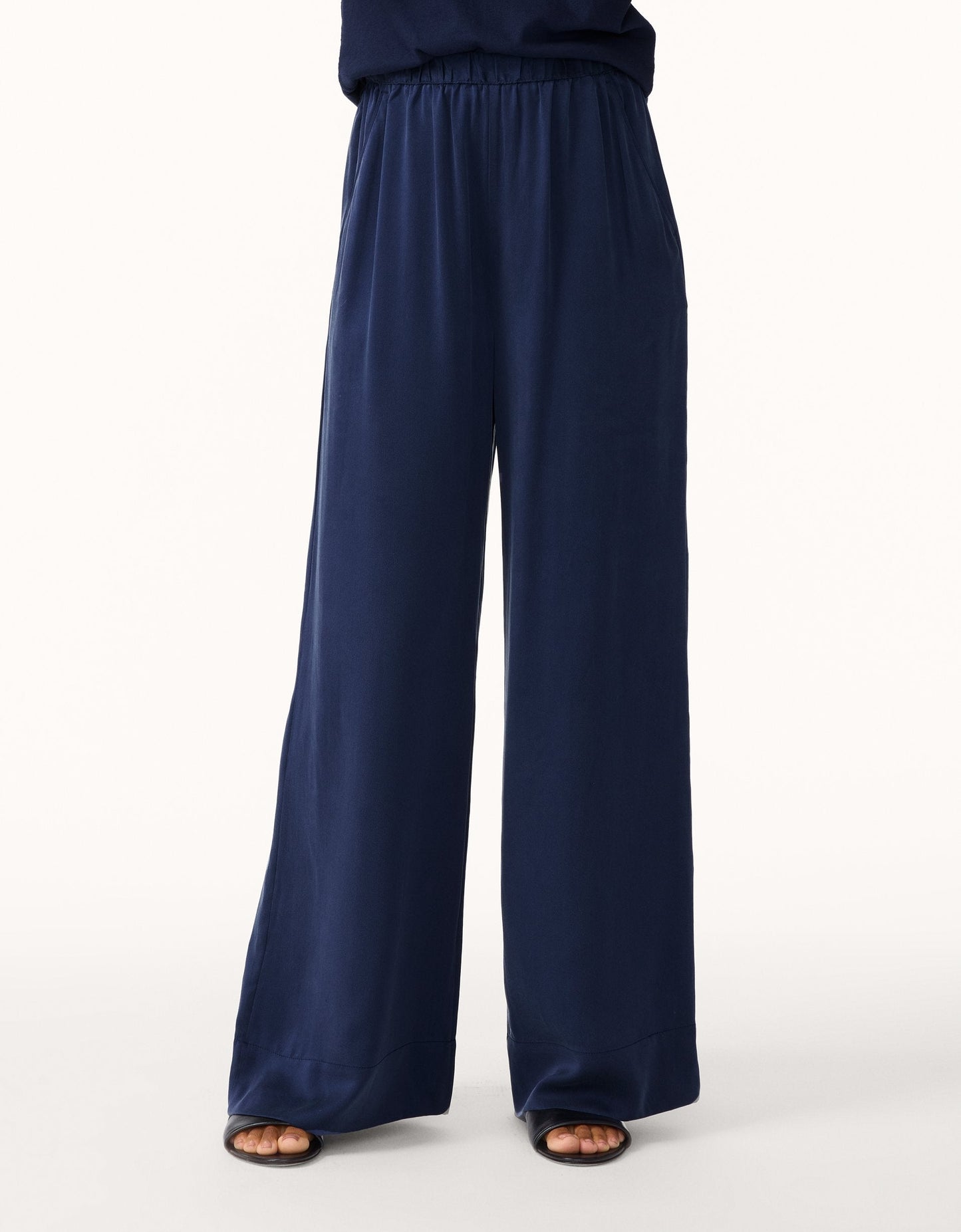 silk charmeuse wide leg pant