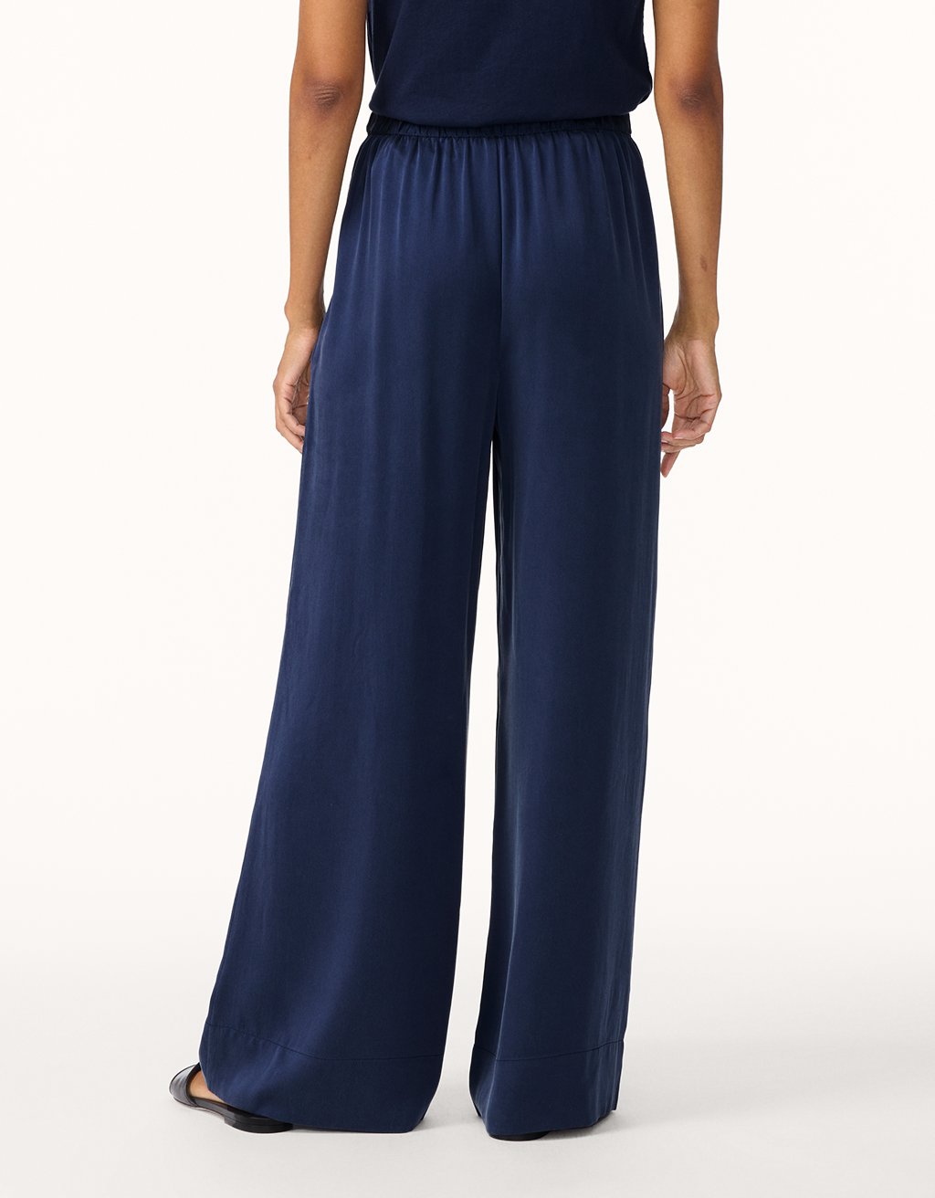 silk charmeuse wide leg pant