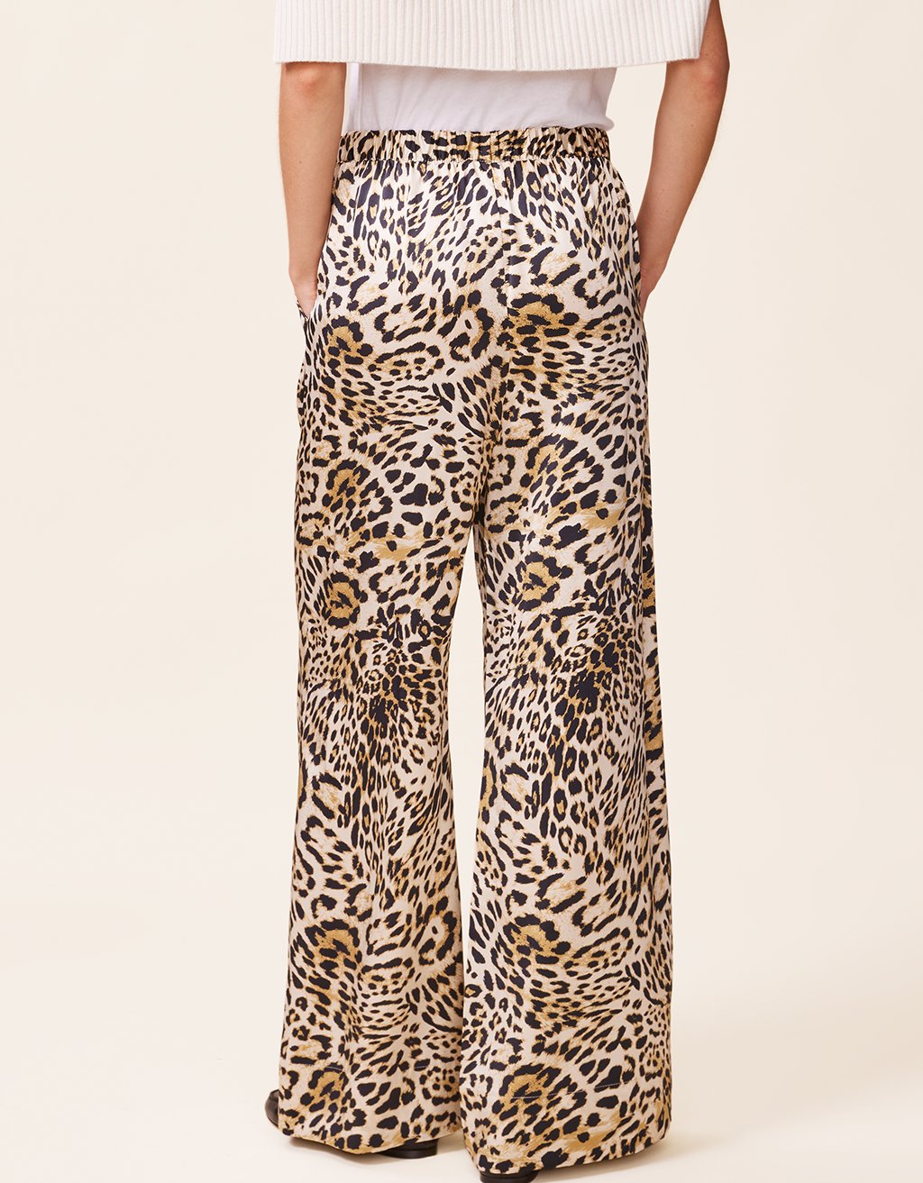 printed silk wide leg pant