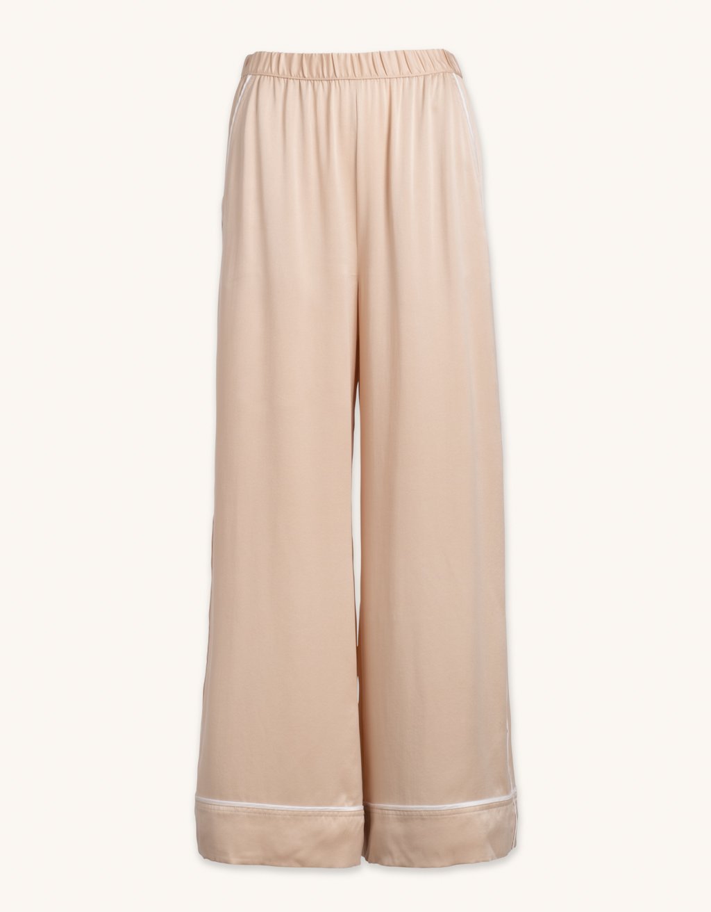 silk charmeuse piped wide leg pant