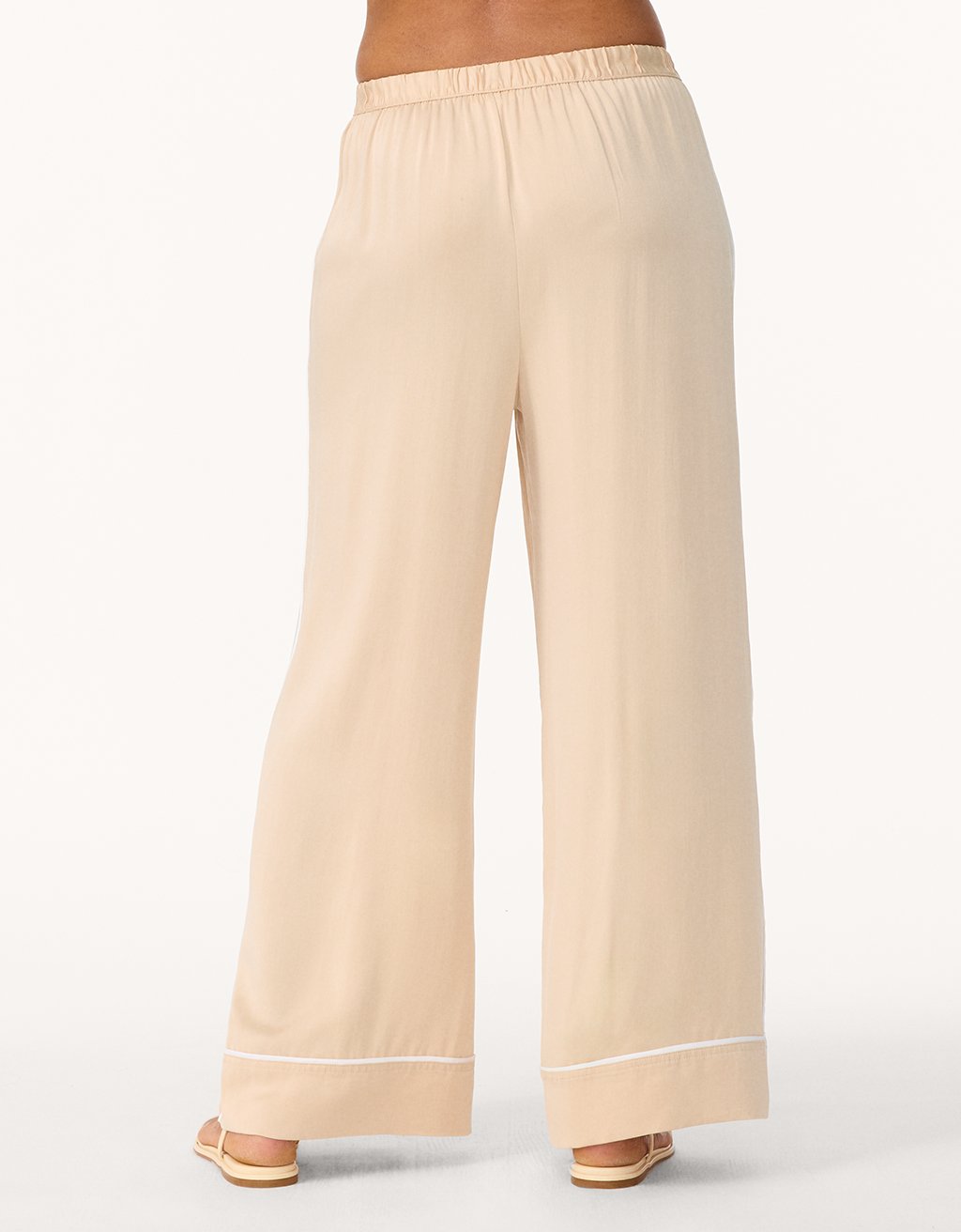 silk charmeuse piped wide leg pant