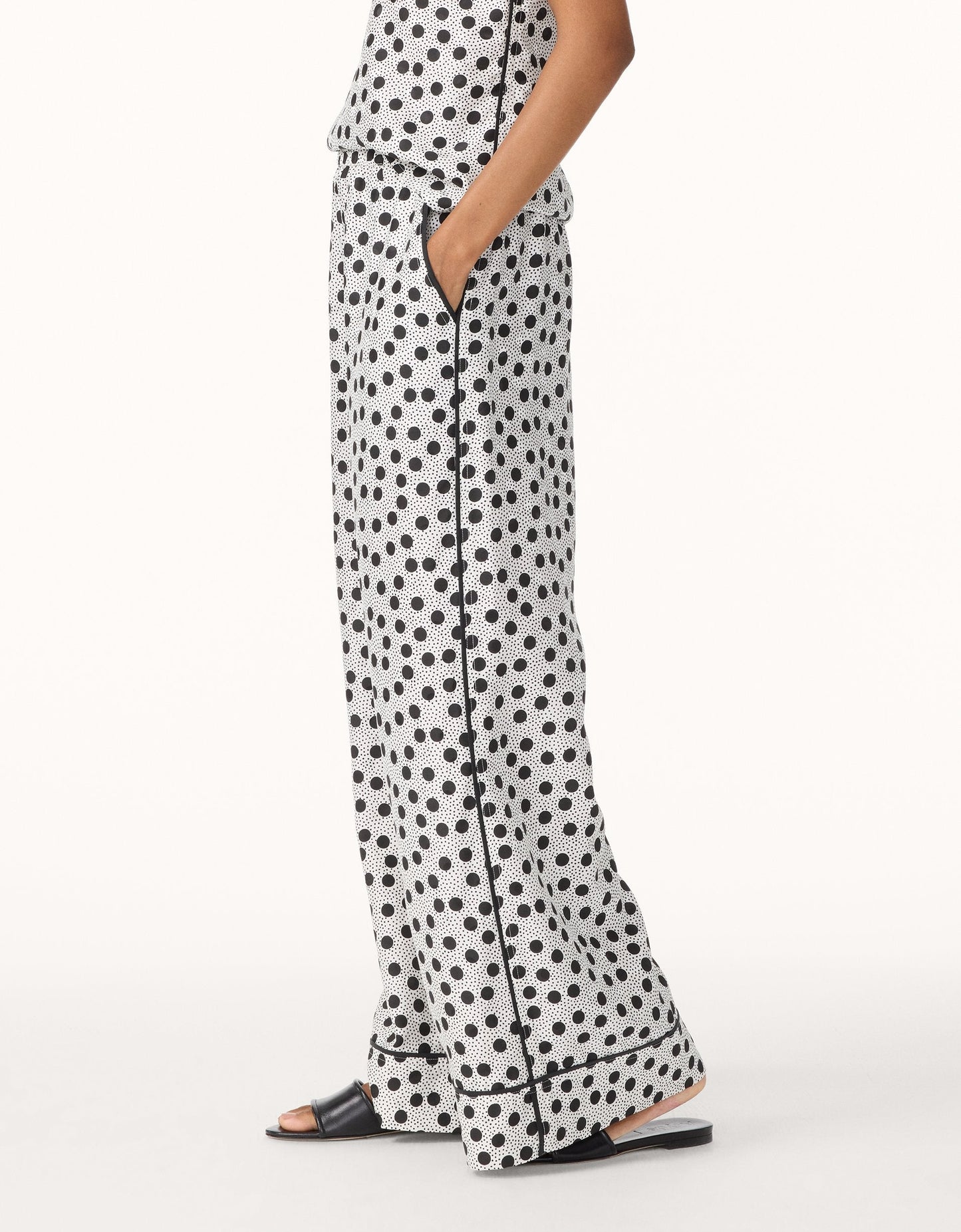 silk jacquard wide leg pant