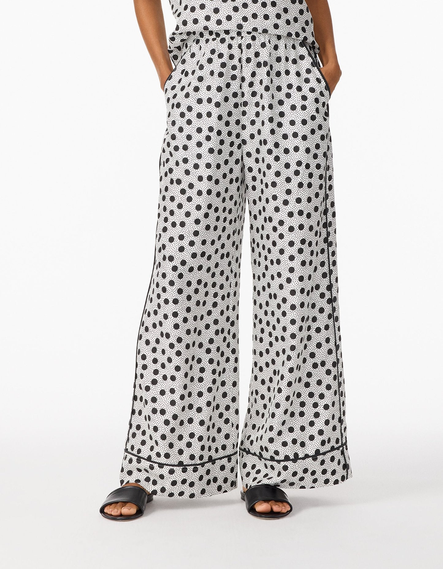 silk jacquard wide leg pant