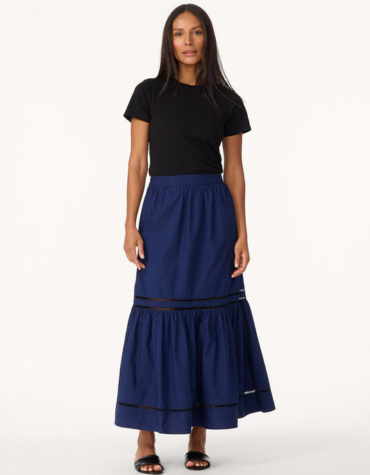 poplin tiered skirt