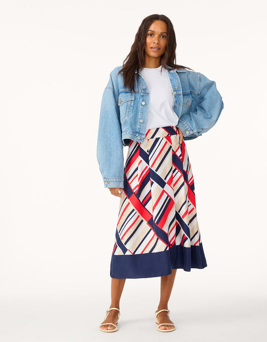 printed silk charmeuse skirt