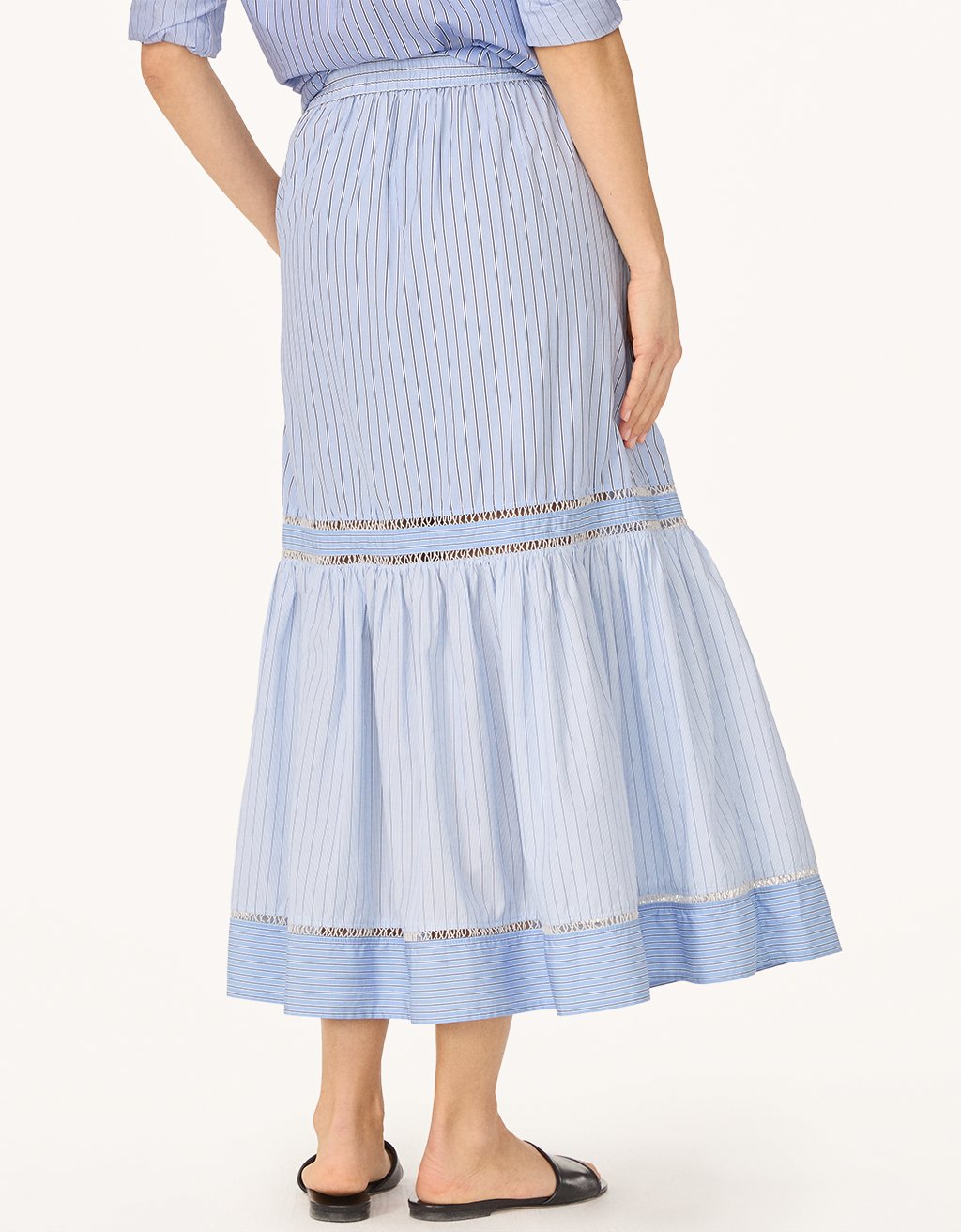 patchwork poplin tiered skirt