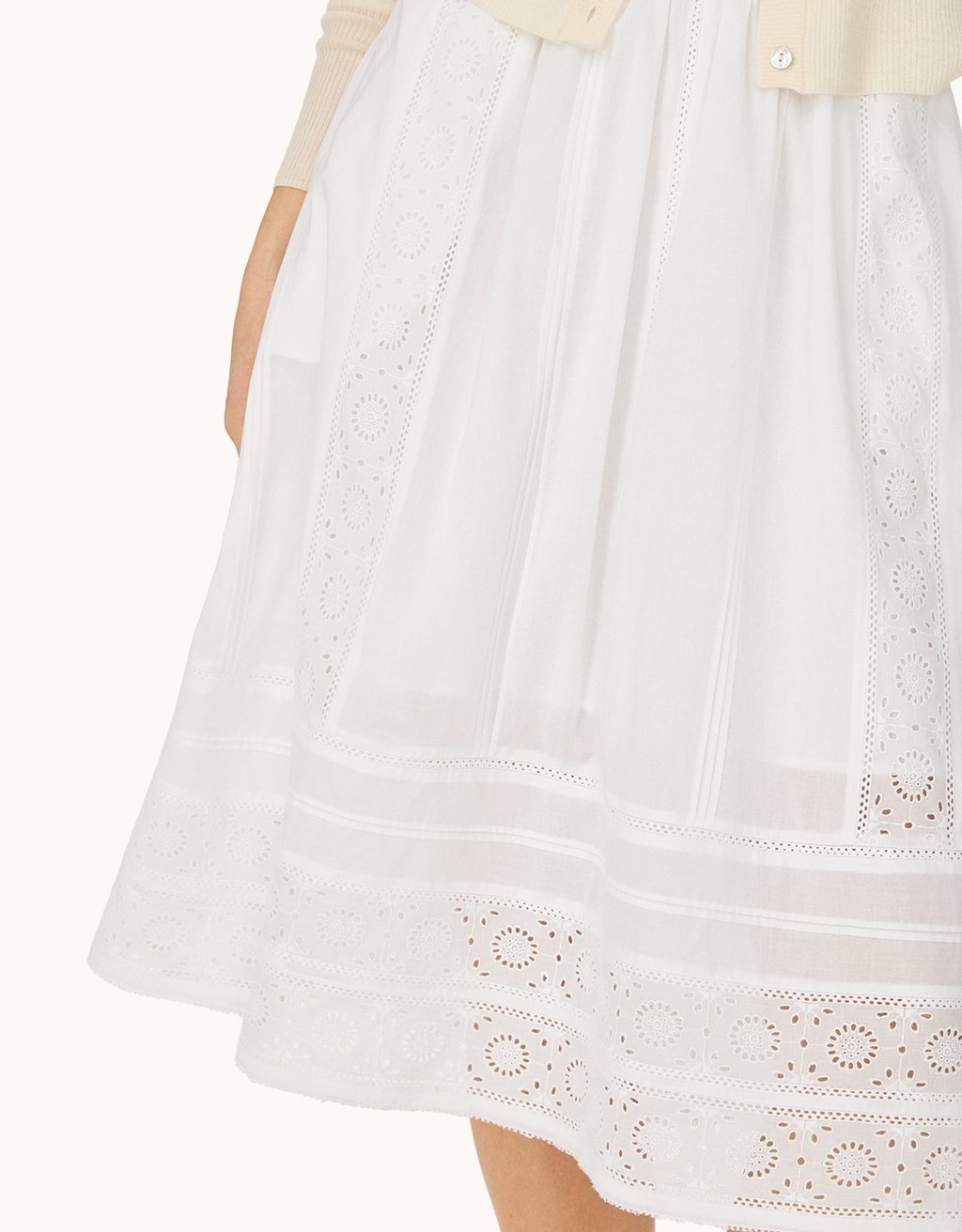 embroidered cotton voile skirt