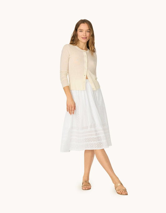 embroidered cotton voile skirt