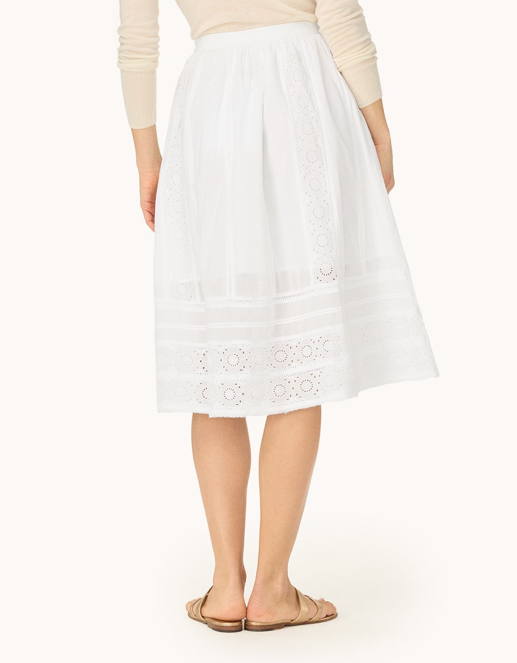 embroidered cotton voile skirt