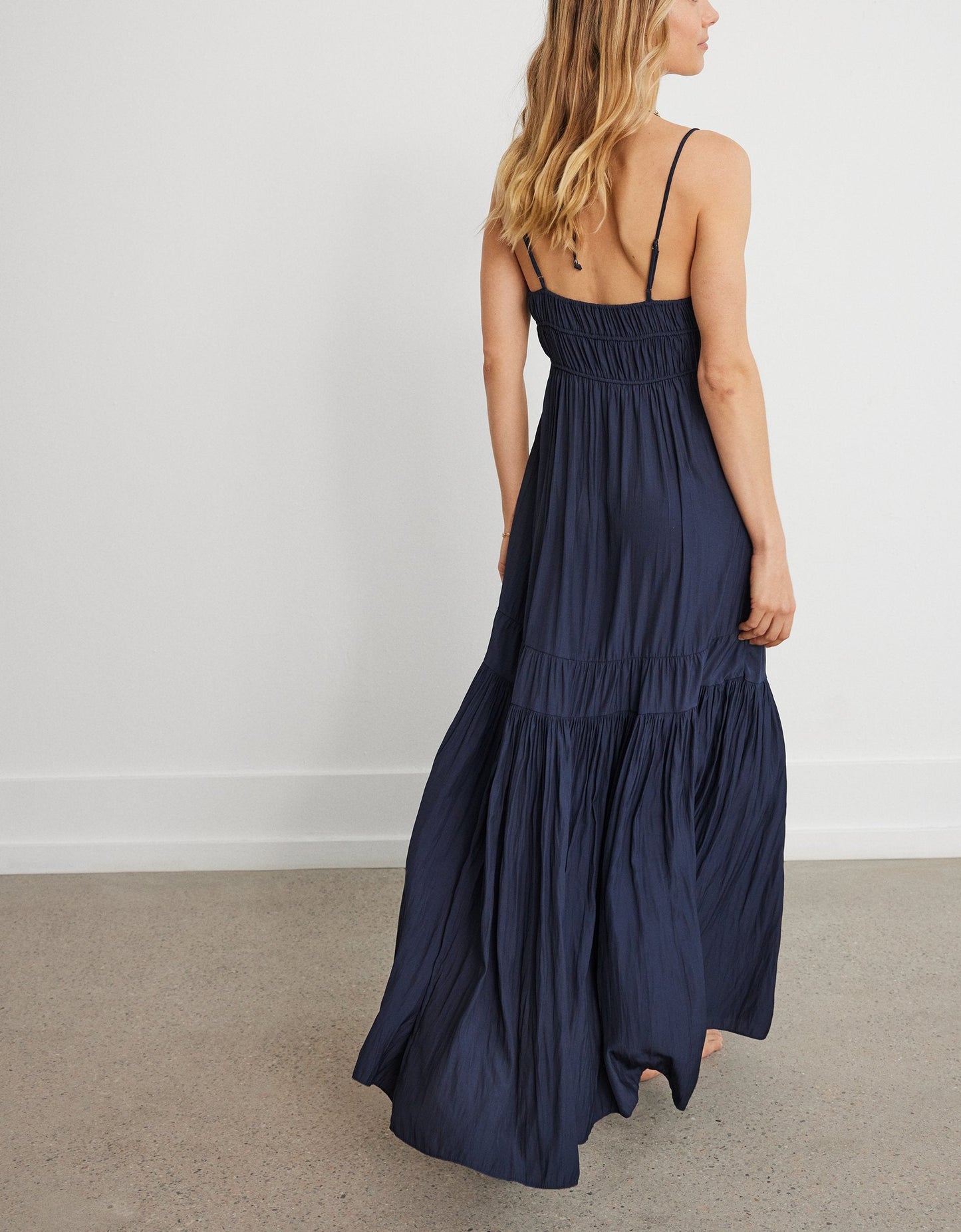 strappy shirred dress