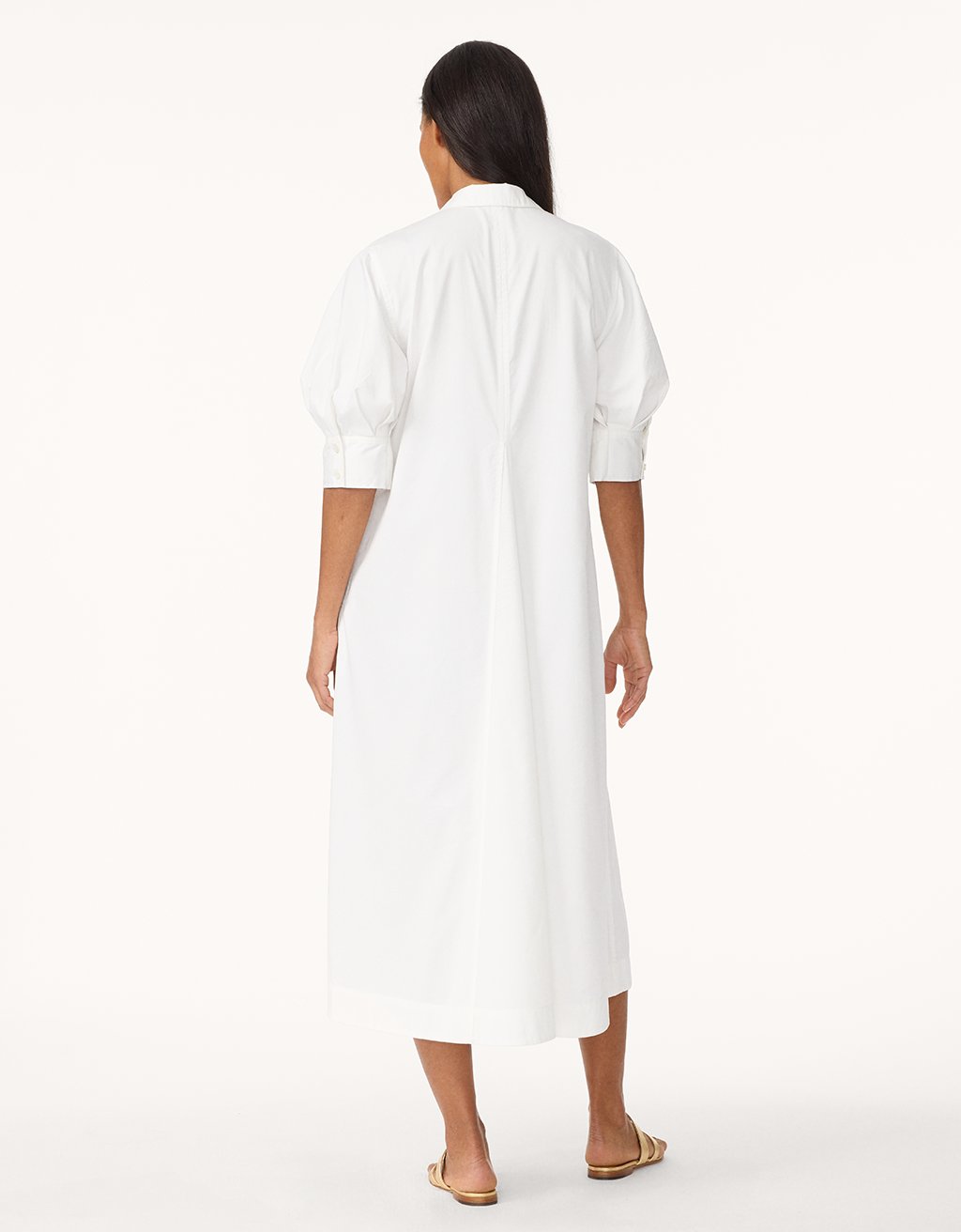 sateen puff sleeve shirt dress
