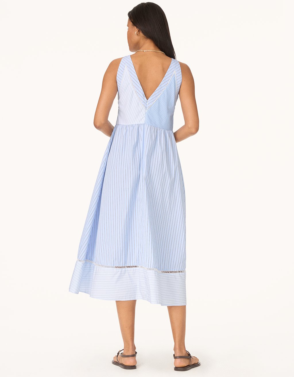 patchwork poplin dress