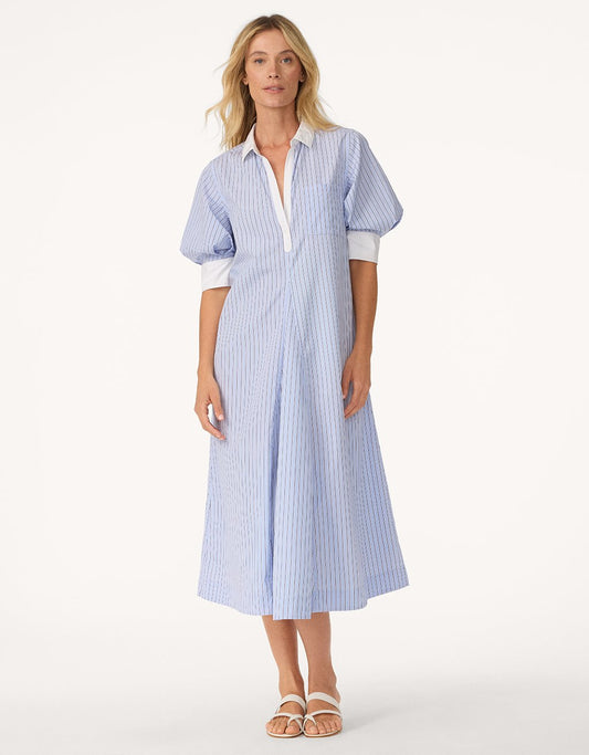 cotton poplin puff sleeve shirt dress