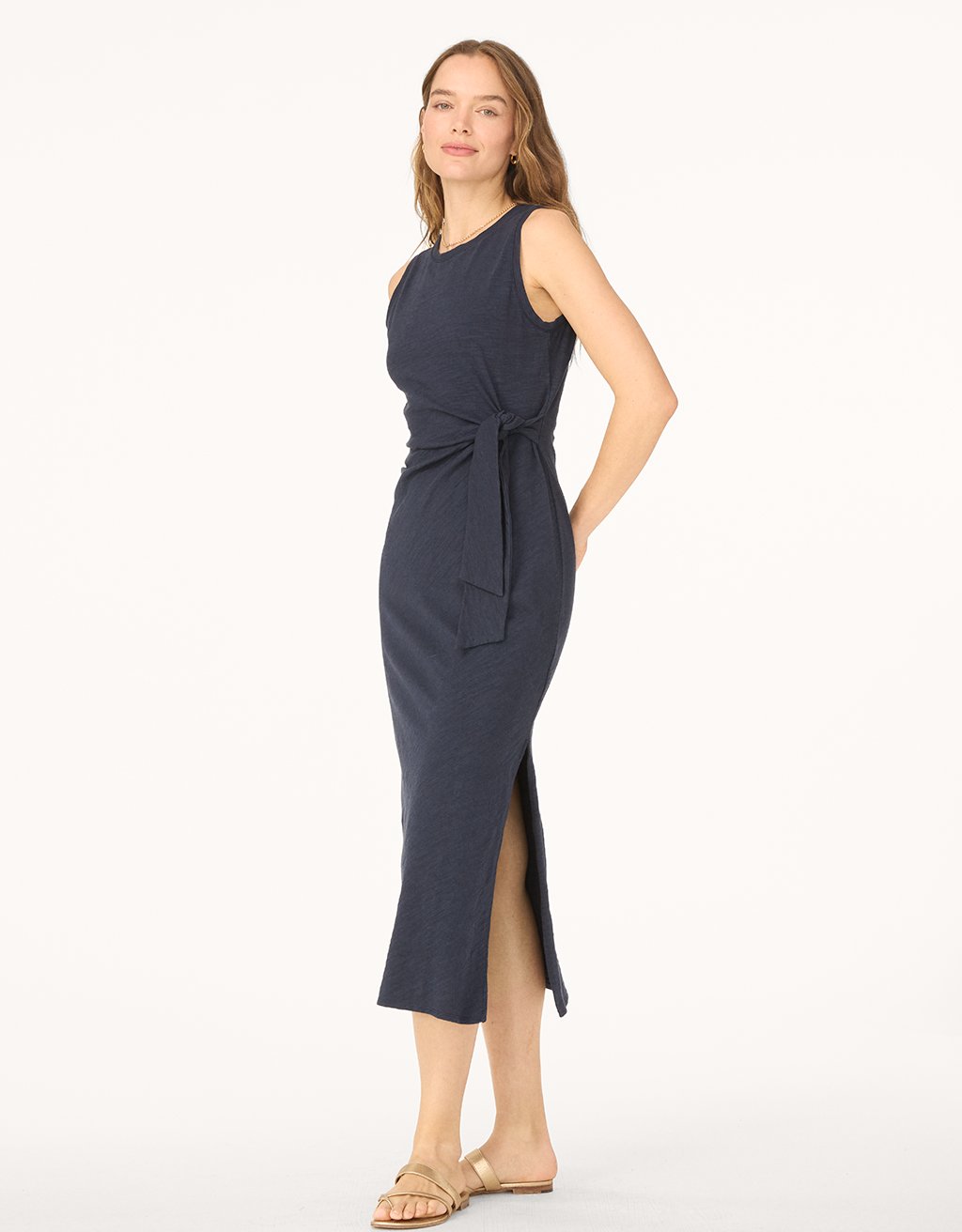 cotton side tie dress