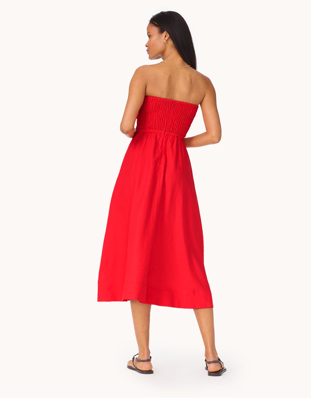 strapless linen dress