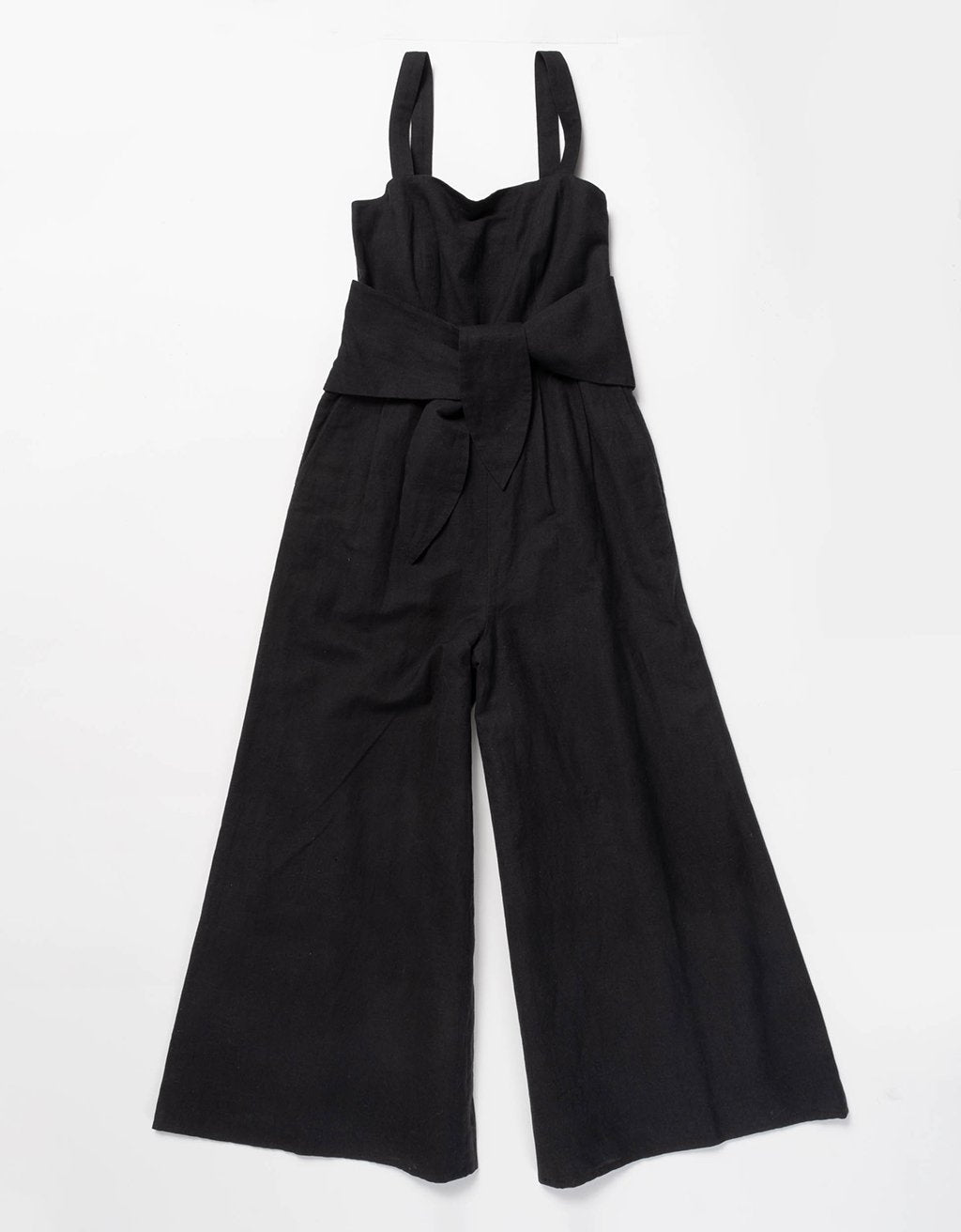 linen tie waist jumpsuit