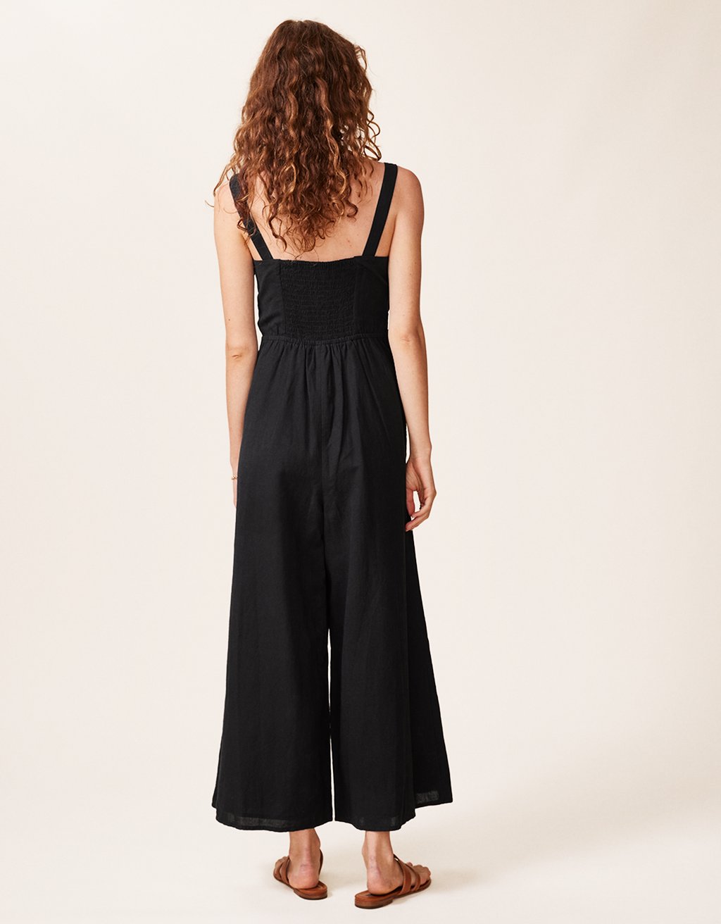 linen tie waist jumpsuit
